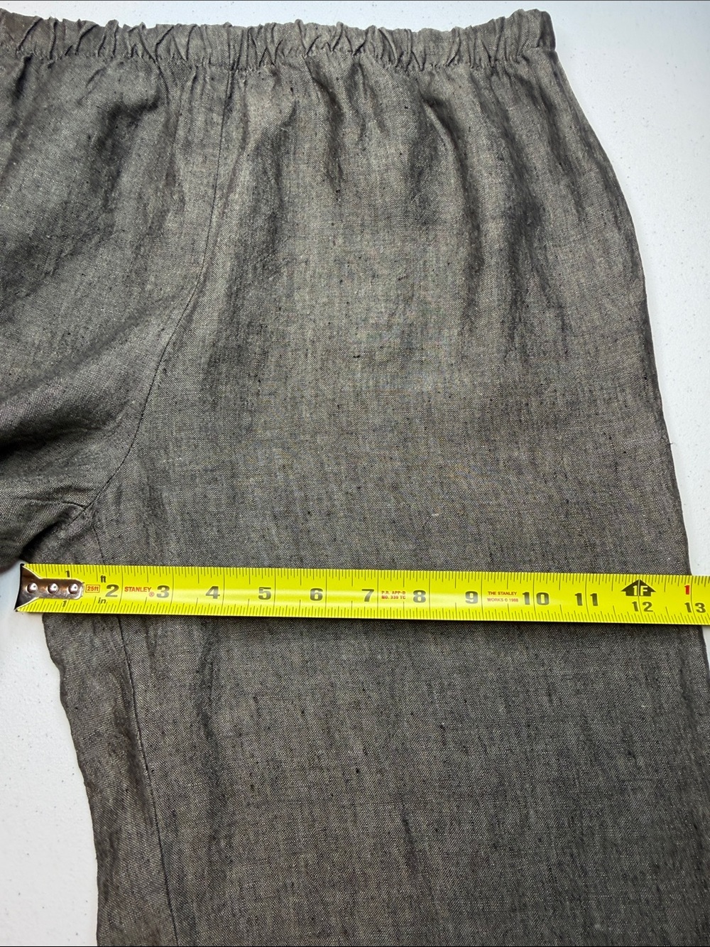 Eileen Fisher Irish Linen Pull-On Wide Leg Pants Gray MP - Picture 9 of 11